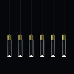 LED Linear Multi-Light Pendant - Anodized Gold / Clear