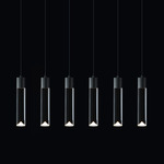LED Linear Multi-Light Pendant - Anodized Silver / Clear