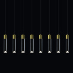LED Linear Multi-Light Pendant - Anodized Gold / Clear