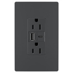 Ultra Fast USB Port / 15 Amp Outlet - Graphite