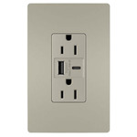 Ultra Fast USB Port / 15 Amp Outlet - Nickel