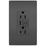 15 Amp Outlet / Type A/C USB Port - Black