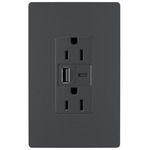 15 Amp Outlet / Type A/C USB Port - Graphite