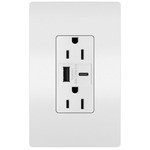 15 Amp Outlet / Type A/C USB Port - White
