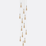 Raindrop Round Chandelier - Matte Silver / Amber