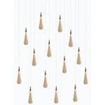 Raindrop Rectangular Chandelier - Matte Silver / Amber