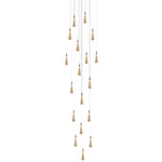 Raindrop Square Chandelier - Matte Silver / Amber