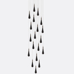 Raindrop Round Chandelier - Matte Silver / Grey