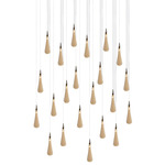 Raindrop Rectangular Chandelier - Matte Silver / Amber