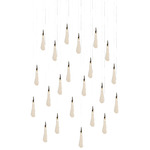 Raindrop Rectangular Chandelier - Matte Silver / Clear