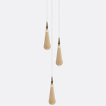 Raindrop Round Chandelier - Matte Silver / Amber