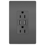 15 Amp Tamper-Resistant Outlet / Type A USB Port - Black