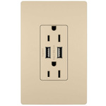 15 Amp Tamper-Resistant Outlet / Type A USB Port - Ivory