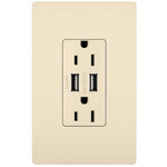 15 Amp Tamper-Resistant Outlet / Type A USB Port - Light Almond