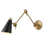 Signoret Double Arm Library Wall Sconce - Burnished Brass / Midnight Black