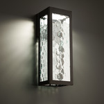 Hawthorne Outdoor Wall Sconce - Black / Clear Hammered