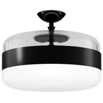 Futura Semi Flush Ceiling Light - Matte Black / White / Matte Black