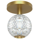 Marni Semi Flush Ceiling Light - Natural Brass / Clear Ribbed