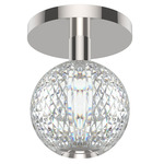 Marni Semi Flush Ceiling Light - Polished Nickel / Clear Ribbed