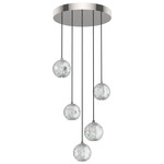 Marni Multi Light Pendant - Polished Nickel / Clear Ribbed