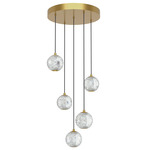 Marni Multi Light Pendant - Natural Brass / Clear Ribbed