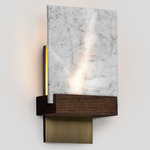 Fortis Marble Wall Sconce - Distressed Brass / Dark Stained Walnut
