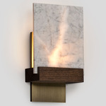 Fortis Marble Wall Sconce - Distressed Brass / Walnut