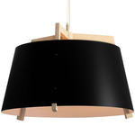 Ignis Cord Pendant - Matte Black / White Washed Oak