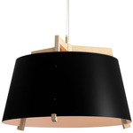 Ignis Cord Pendant - Matte Black / White Washed Oak