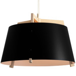 Ignis LED Rigid Stem Pendant - Matte Black / White Washed Oak