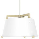 Ignis LED Cord Pendant - Gloss White / White Washed Oak