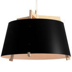 Ignis Cord Pendant - Matte Black / White Washed Oak