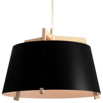 Ignis Cord Pendant - Matte Black / White Washed Oak