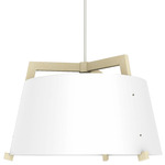 Ignis Cord Pendant - Gloss White / White Washed Oak