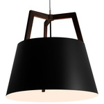Imber Cord Pendant - Matte Black / Dark Stained Walnut