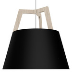 Imber Cord LED Pendant - Matte Black / White Washed Oak