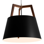 Imber Cord Pendant Without Diffuser - Matte Black / Walnut