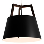 Imber Cord LED Pendant - Matte Black / Dark Stained Walnut