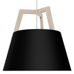 Imber Cord LED Pendant - Matte Black / White Washed Oak