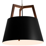 Imber Cord LED Pendant - Matte Black / Walnut
