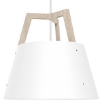 Imber Rigid Stem Pendant Without Diffuser - Gloss White/White Washed Oak