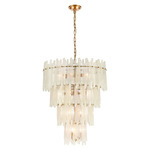 Brinicle Tiered Chandelier - Aged Brass / Clear