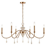 French Connection Chandelier - Satin Brass / Grey