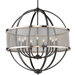 Colson Chandelier with Shade - Matte Black / Pewter / Pewter
