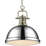 Duncan Chain Pendant with Diffuser - Aged Brass / Chrome / Frosted