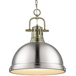Duncan Chain Pendant with Diffuser - Aged Brass / Pewter / Frosted