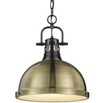 Duncan Chain Pendant with Diffuser - Matte Black / Aged Brass / Frosted