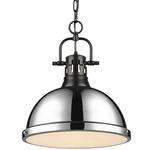 Duncan Chain Pendant with Diffuser - Matte Black / Chrome / Frosted