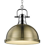 Duncan Chain Pendant with Diffuser - Chrome / Aged Brass / Frosted