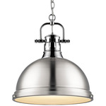 Duncan Chain Pendant with Diffuser - Chrome / Pewter / Frosted